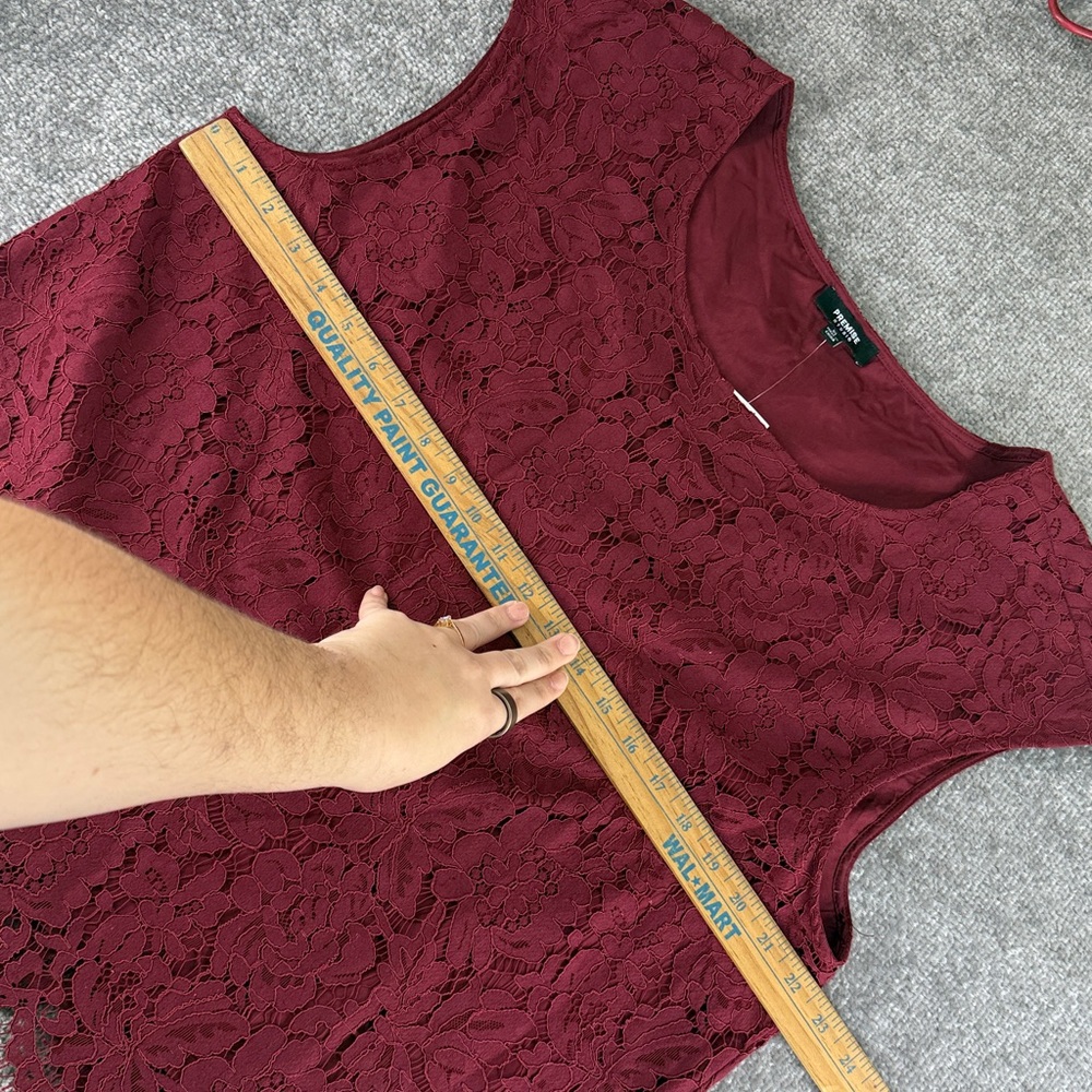 NWT Premise Studio Sleeveless Burgundy Lace Blouse Shirt Womens XL Business Work - Picture 3 of 7